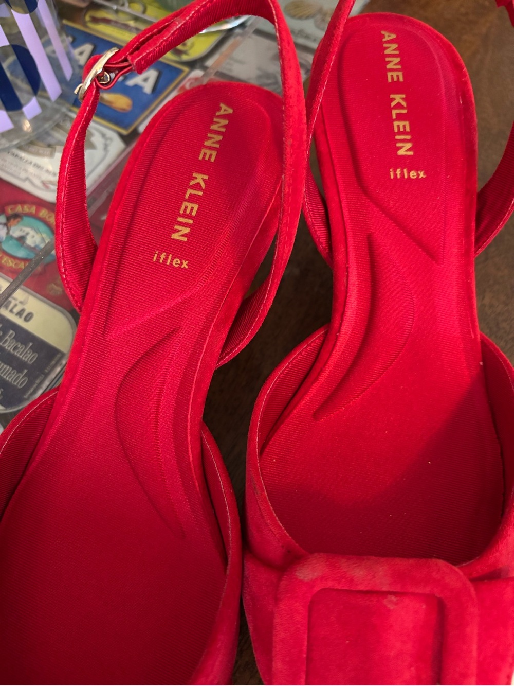 Brand New! Anne Klein Red Pointed Toe Slingback Low Heels (Size: 9.5) - Picture 6 of 7